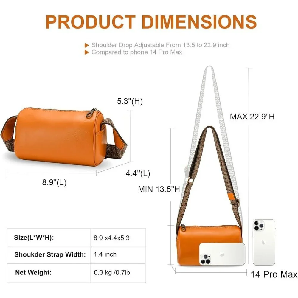 Leather Crossbody Bag Small Purses Women Zipper Coffee Color